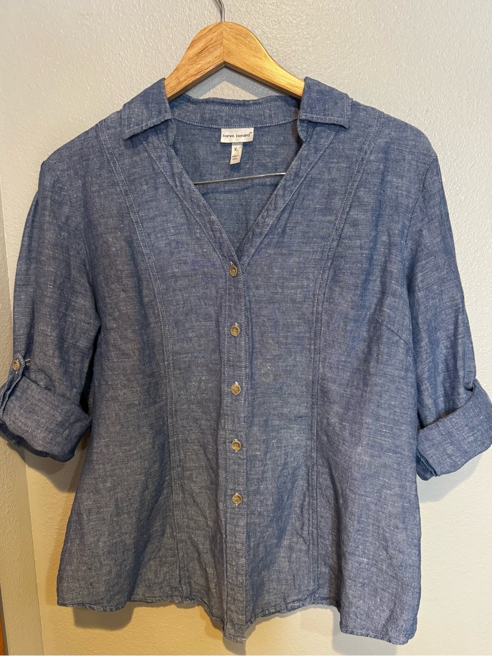 Linen-Blend Button Front Shirt